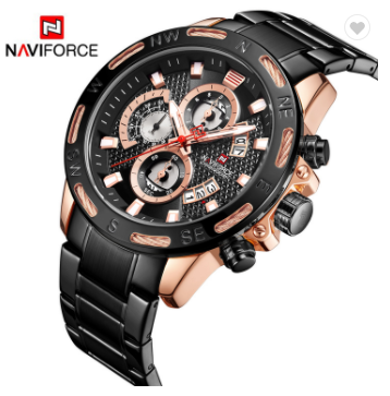 NAVIFORCE 9165 RGB Luxury Brand Mens Sport Watches Full Steel Quartz Watch Men Date Week Water Resistant Fashion