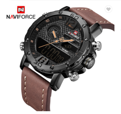 NAVIFORCE 9134 BYBN Mens Watches Luxury Military Dual Display Sports Watches Men Quartz Wristwatch Male Water Resistant Clock