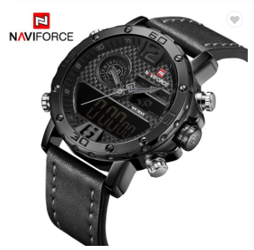 NAVIFORCE 9134 BGYB Mens Watches Luxury Military Dual Display Sports Watches Men Quartz Wristwatch Male Water Resistant Clock