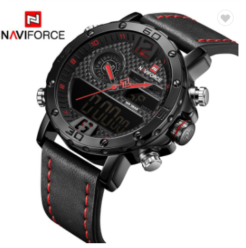 NAVIFORCE 9134 BRB Mens Watches Luxury Military Dual Display Sports Watches Men Quartz Wristwatch Male Water Resistant Clock