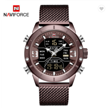 NAVIFORCE 9153S CECE Watch Men Sports Quartz Watches Luxury Brand Stainless Steel Water Resistant LED Digital Wristwatch