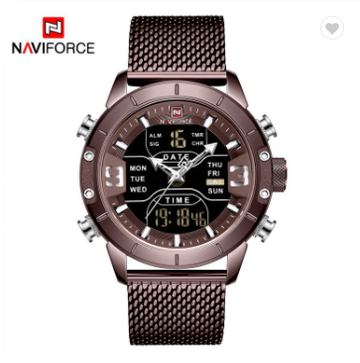 NAVIFORCE 9153S CECE Watch Men Sports Quartz Watches Luxury Brand Stainless Steel Water Resistant LED Digital Wristwatch