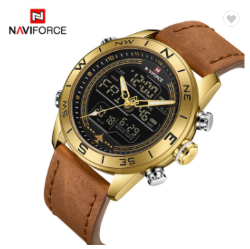 NAVIFORCE 9144 GGLBN Casual Sport Watches for Men Top Brand Luxury Military Leather Wrist Watch Man Clock Fashion