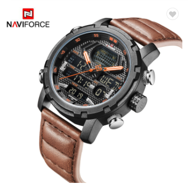NAVIFORCE 9160 BOLBN Men Watch Fashion Luxury Leather Sports Watches Quartz LED Digital Clock Water Resistant Military Wrist Watch
