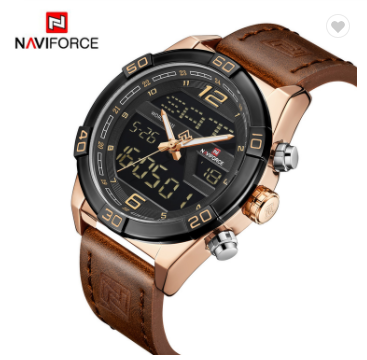 NAVIFORCE 9128 RGRGDBN Mens Watches Luxury Military Dual Display Quartz Sports Water Resistant Watches Men Wristwatch Male Clock