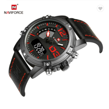 NAVIFORCE 9095 BRB Luxury Brand Sports Watches for Men Military Water Resistant Quartz Wristwatch Digital Analog Leather watch