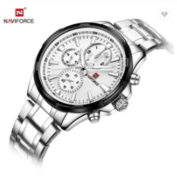 NAVIFORCE 9089S SW Men 30M Water Resistant Sports Watches Mens 24 Hour Date Week Month Stainless Steel Quartz Watches