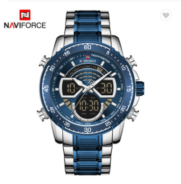 NAVIFORCE 9189 SBE men watch factory Quartz water resistant digital watch Stainless Steel band wrist men watch