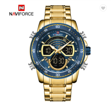 NAVIFORCE 9189 GBE Men Military Sports Watches Quartz Digital Analog Dual Display Water Resistant Wrist watch For Men