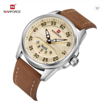 NAVIFORCE 9124 SBBN Fashion Brand Men Watch Casual Leather Quartz Analog Wrist Watches Water Resistant Auto Week Date Clock
