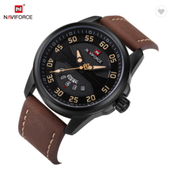 NAVIFORCE 9124 BYDBN Fashion Brand Men Watch Casual Leather Quartz Analog Wrist Watches Water Resistant Auto Week Date Clock