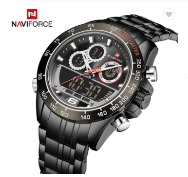 NAVIFORCE 9188 BBB Men Military Luxury Watch Quartz Sport Casual Full Steel Wrist watch Digital Analog Water Resistant Clock
