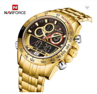 NAVIFORCE 9188 GGG Men Military Luxury Watch Quartz Sport Casual Full Steel Wrist watch Digital Analog Water Resistant Clock