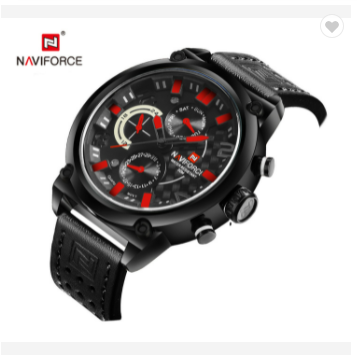 NAVIFORCE 9068L BRB Luxury Brand Leather Analog Quartz Watches Men Date Week Fashion Military Wristwatches Male Clock
