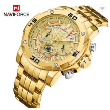 NAVIFORCE 9175 GG Men Watches Luxury Chronograph Quartz Men’s Watch Stainless Steel Strap Casual Luminous Clock