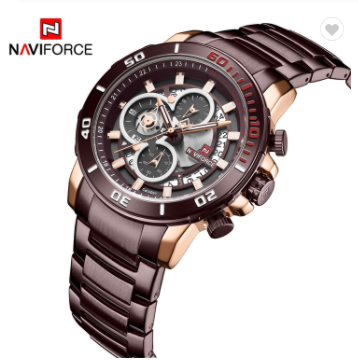 NAVIFORCE 9174 RGCE Men Watch Luxury Chronograph Quartz Wristwatches Mens Stainless Steel Sport Clock Water Resistant Fashion