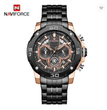 NAVIFORCE 9175 RGB Men Watches Luxury Chronograph Quartz Men’s Watch Stainless Steel Strap Casual Luminous Clock