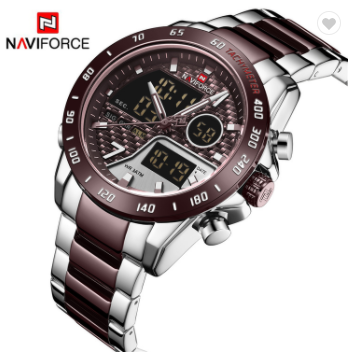 NAVIFORCE 9171 SCECE Luxury Brand Men Watch Military Digital Sport Wristwatch Mens Steel Strap Water Resistant Clock Male Fashion