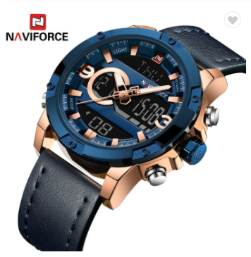 NAVIFORCE 9097 RGBEBE Luxury Brand Men Sport Watches Men’s Leather Digital Army Military Watch Man Quartz water resistant Clock