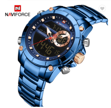 NAVIFORCE 9163 BEBE Men Military Sport Wrist Watch Quartz Steel Water Resistant Dual Display Male Clock Watches Luxury Fashion