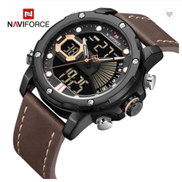NAVIFORCE 9172L BYBN Watches Mens Luxury Military Sport Water Resistant Quartz Wrist watch LED Digital Analog alarm Clock Fashion