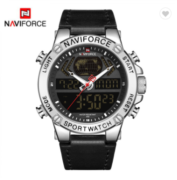 NAVIFORCE 9164 SBB Luxury Mens Sport Watches Military Water Resistant Digital Alarm Chronograph Quartz Wristwatch Male Clock