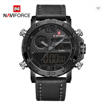 NAVIFORCE 9134 BGYB Mens Watches Luxury Military Dual Display Sports Watches Men Quartz Wristwatch Male Water Resistant Clock