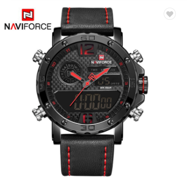NAVIFORCE 9134 BRB Mens Watches Luxury Military Dual Display Sports Watches Men Quartz Wristwatch Male Water Resistant Clock