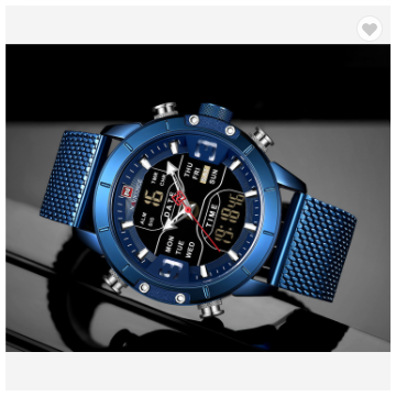 NAVIFORCE 9153S BEBE Watch Men Sports Quartz Watches Luxury Brand Stainless Steel Water Resistant LED Digital Wristwatch