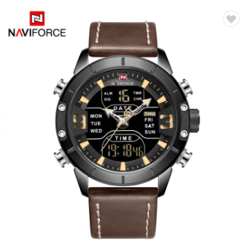 NAVIFORCE 9153L BYBN Watch Men Top Luxury Brand Leather Water Resistant Quartz Wristwatches Military Sport Watches Date