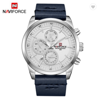 NAVIFORCE 9148 SWBE Brand Men Military Genuine Leather Sport Men’s Watches Water Resistant Chronograph Quartz Clock Date