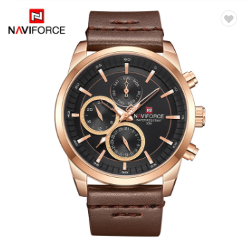 NAVIFORCE 9148 RGBDBN Men Military Genuine Leather Sport Men’s Watches Water Resistant Chronograph Quartz Luxury Business Clock Date