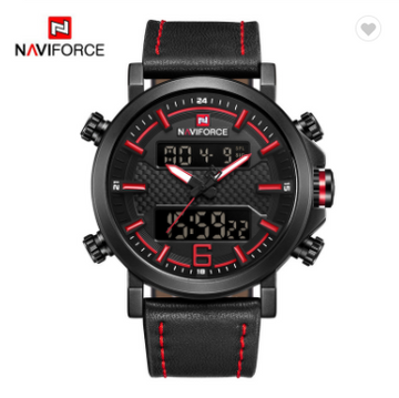 NAVIFORCE 9135 BRB Men’s Sports Watches Luxury Brand Leather Band Water Resistant Quartz WristWatch Male LED Digital Analog Clock