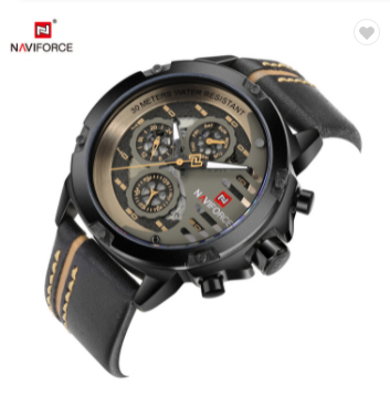 NAVIFORCE 9110 BYBN Men’s Fashion Sports Watches Water Resistant Leather Strap Creative Analog Quartz Wrist Watch Men Clock