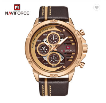 NAVIFORCE 9110 leather strap analog sports watch for men