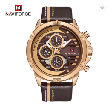 NAVIFORCE 9110 leather strap analog sports watch for men