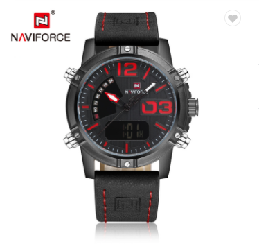 NAVIFORCE 9095 BRB Luxury Brand Sports Watches for Men Military Water Resistant Quartz Wristwatch Digital Analog Leather watch