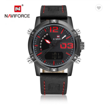 NAVIFORCE 9095 BRB Luxury Brand Sports Watches for Men Military Water Resistant Quartz Wristwatch Digital Analog Leather watch