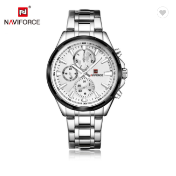 NAVIFORCE 9089S SW Men 30M Water Resistant Sports Watches Mens 24 Hour Date Week Month Stainless Steel Quartz Watches