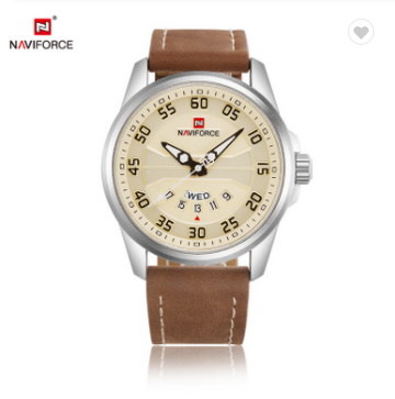 NAVIFORCE 9124 SBBN Fashion Brand Men Watch Casual Leather Quartz Analog Wrist Watches Water Resistant Auto Week Date Clock