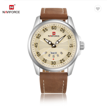 NAVIFORCE 9124 SBBN Fashion Brand Men Watch Casual Leather Quartz Analog Wrist Watches Water Resistant Auto Week Date Clock