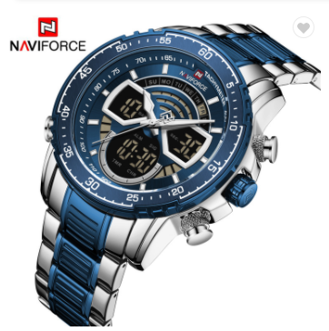 NAVIFORCE 9189 SBE men watch factory Quartz water resistant digital watch Stainless Steel band wrist men watch