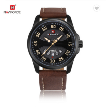 NAVIFORCE 9124 BYDBN Fashion Brand Men Watch Casual Leather Quartz Analog Wrist Watches Water Resistant Auto Week Date Clock
