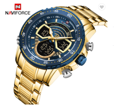 NAVIFORCE 9189 GBE Men Military Sports Watches Quartz Digital Analog Dual Display Water Resistant Wrist watch For Men
