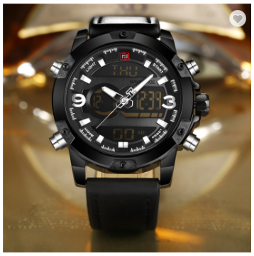 NAVIFORCE 9097 BBB Luxury Brand Men Sport Watches Men’s Leather Digital Army Military Watch Man Quartz water resistant Clock
