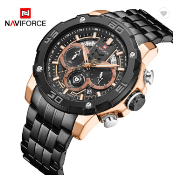 NAVIFORCE 9175 RGB Men Watches Luxury Chronograph Quartz Men’s Watch Stainless Steel Strap Casual Luminous Clock