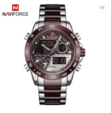 NAVIFORCE 9171 SCECE Luxury Brand Men Watch Military Digital Sport Wristwatch Mens Steel Strap Water Resistant Clock Male Fashion