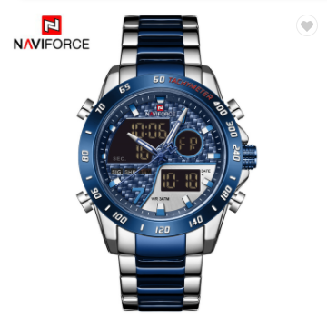 NAVIFORCE 9171 SBEBE Luxury Brand Men Watch Military Digital Sport Wristwatch Mens Steel Strap Water Resistant Clock Male Fashion