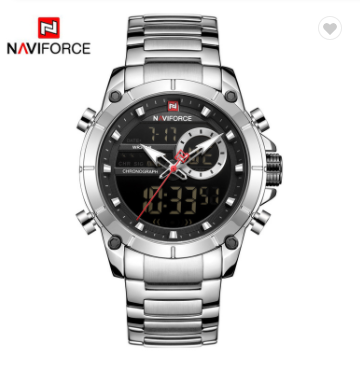 NAVIFORCE 9163 SB Men Military Sport Wrist Watch Quartz Steel Water Resistant Dual Display Male Clock Watches Luxury Fashion