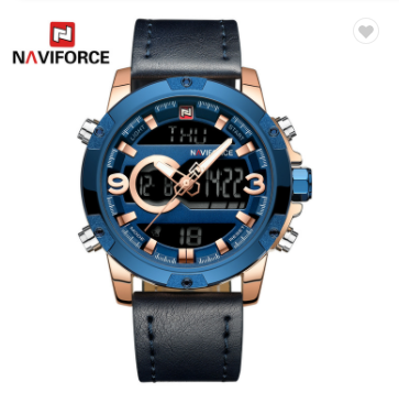 NAVIFORCE 9097 RGBEBE Luxury Brand Men Sport Watches Men’s Leather Digital Army Military Watch Man Quartz water resistant Clock